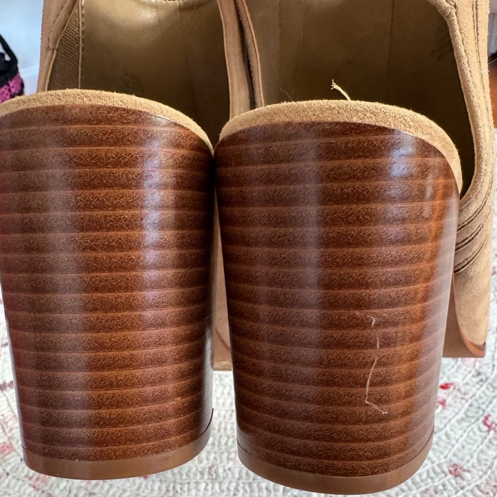 Vince Camuto VV-Kensli Open Toe Square Toed Bootie Size 7 EUR 37.5 Suede Leather